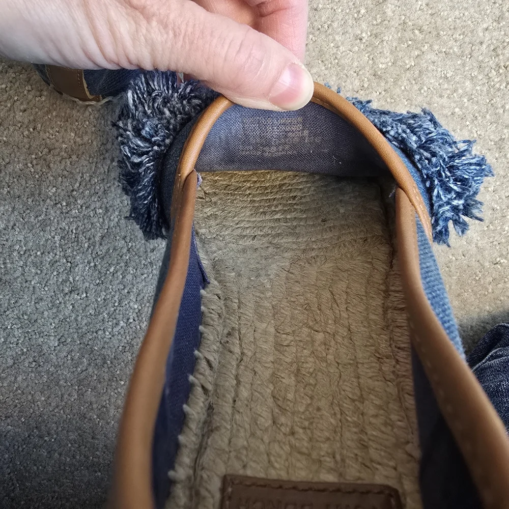 Tory Burch Navy Blue Denim Shaw Fringe Espadrille Flats Size 7.5 - Picture 10 of 12